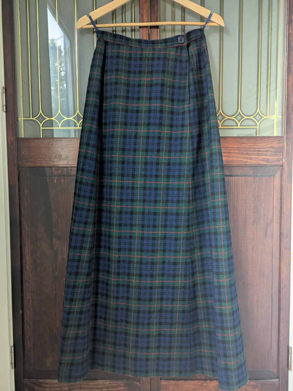 Pendleton Blackwatch Plaid Maxi Skirt in Green and Navy